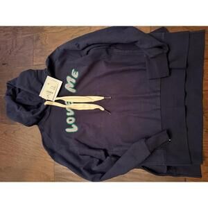 Sandrine Rose 'Love Me' Hooded Cotton Sweatshirt French Worker Style Medium